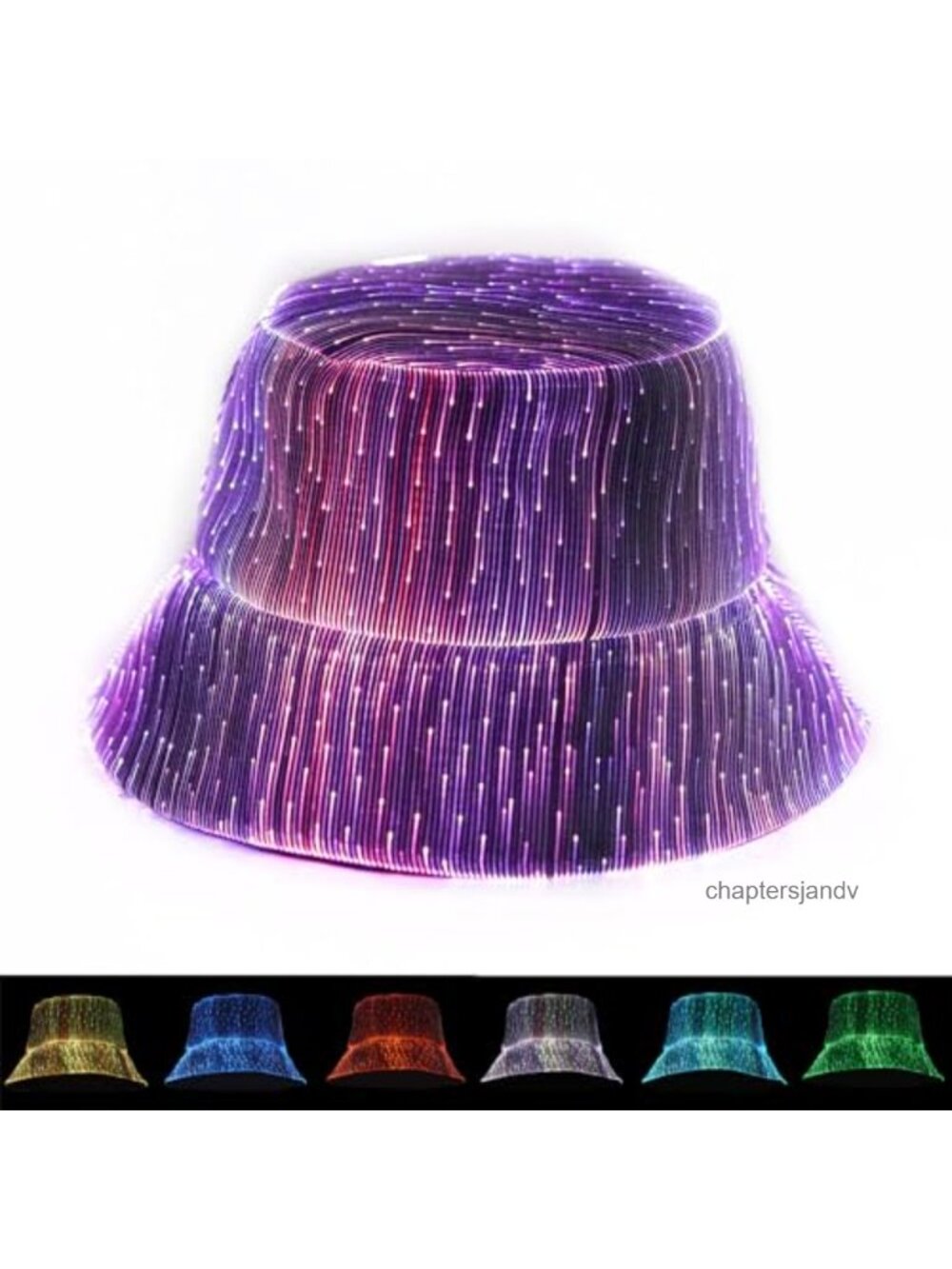LED Light Up Bucket Hat Fiber Optic Rechargeable Rave Party Festival Cap